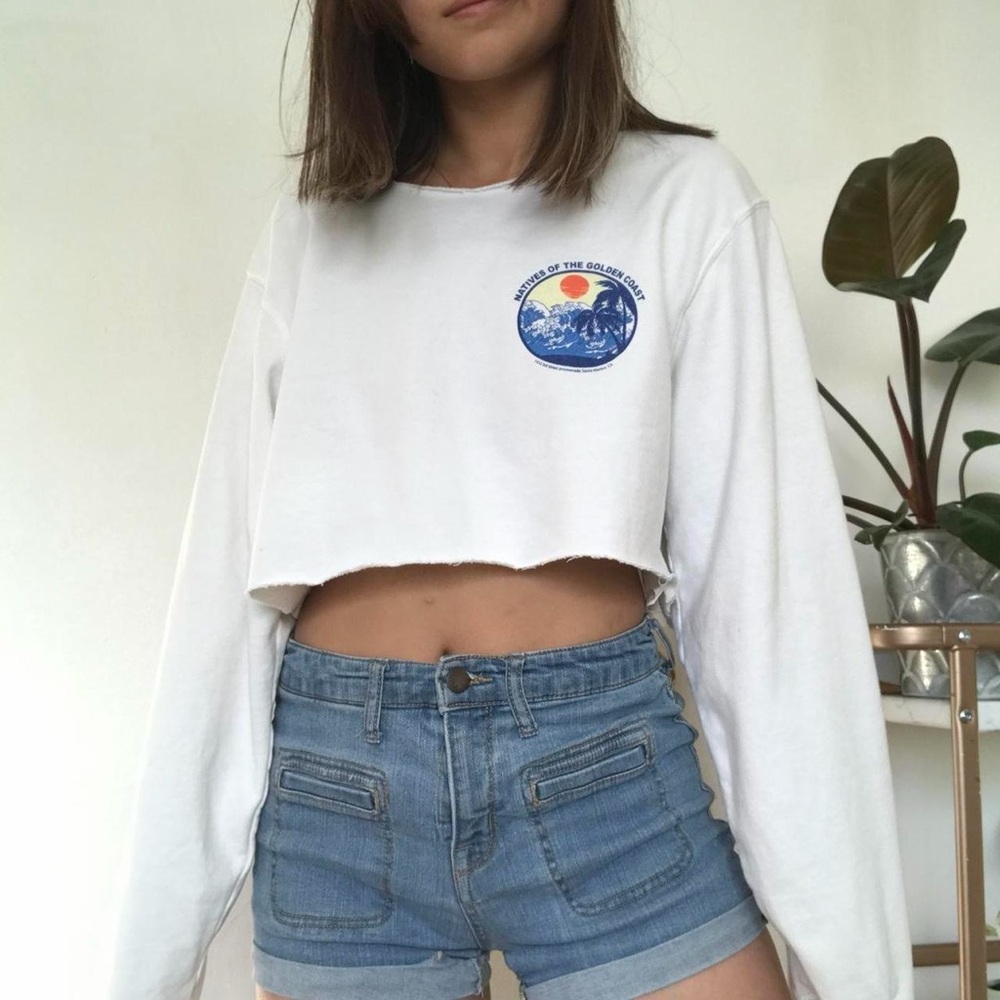 Brandy Melville White Graphic Crop Top